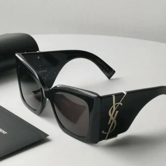NEW Saint Laurent SLM119 BLAZE 001 Black Grey Oversized Cat  display picture 2